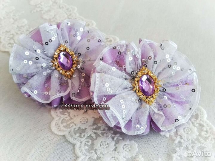 Пара Бантов праздничных для волос ручной работы