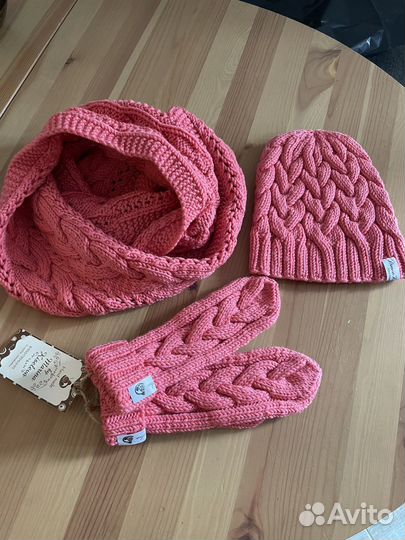 Комплект шапка, снуд, варежки