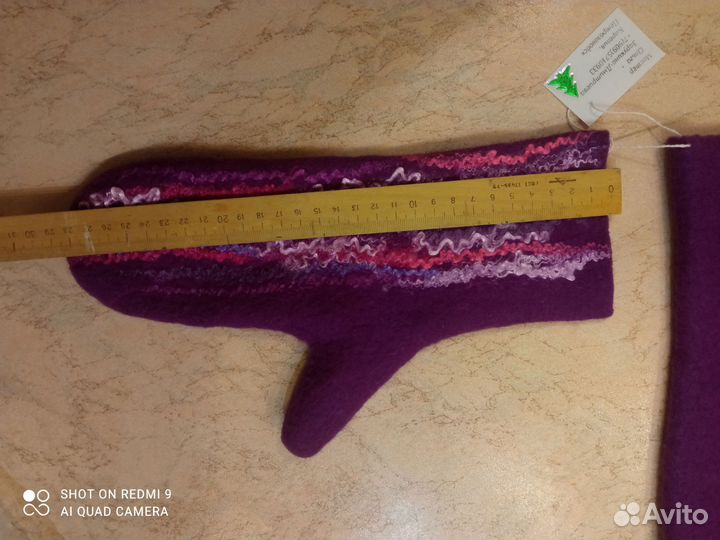 Варежки валяные, шерсть 100%