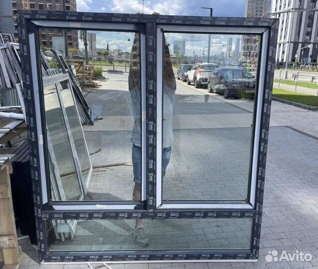 Окно пластиковое графитовое 1850х1770