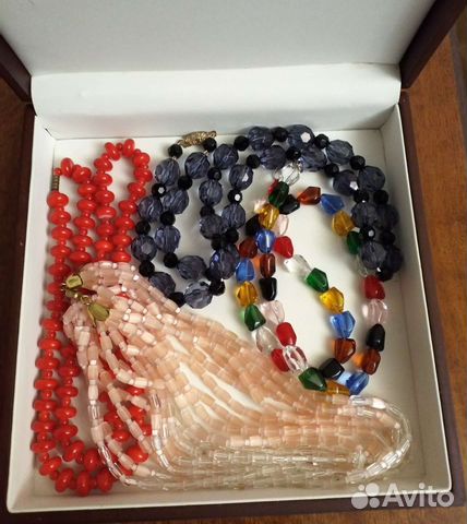 Бусы сатиновое стекло винтаж