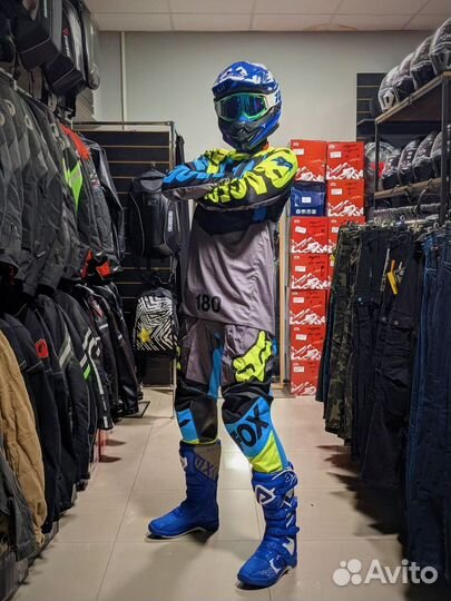 Мото Джерси и штаны Fox комплект голубой новый
