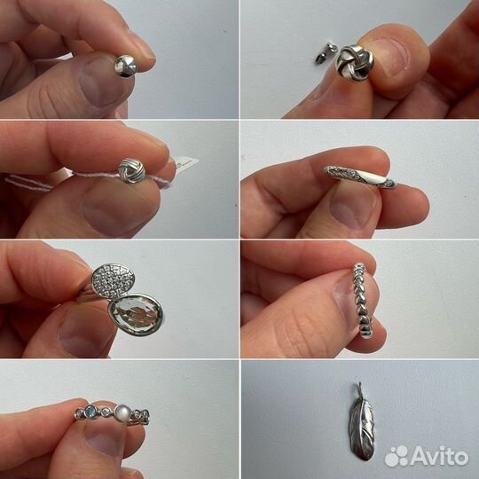 Серебрянные серьги, кольцо, подвеска