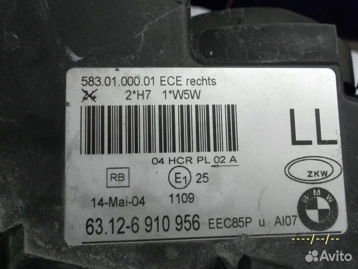 Фара правая галоген BMW 3 E46 рест фара