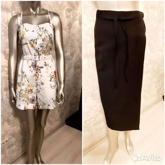 Льняные юбка и комбинезон, 42/44