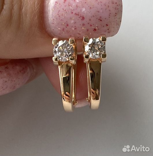 Серьги золотые с бриллиантами 0.6 ct