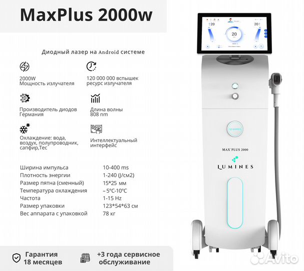 Аппарат для эпиляции люминес Max’Plus 2000вт