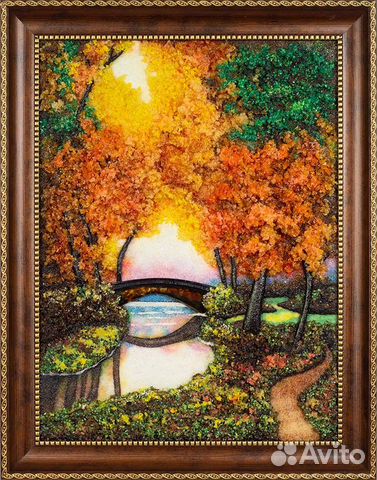 Картина из янтаря "Мостик в лесу" Array