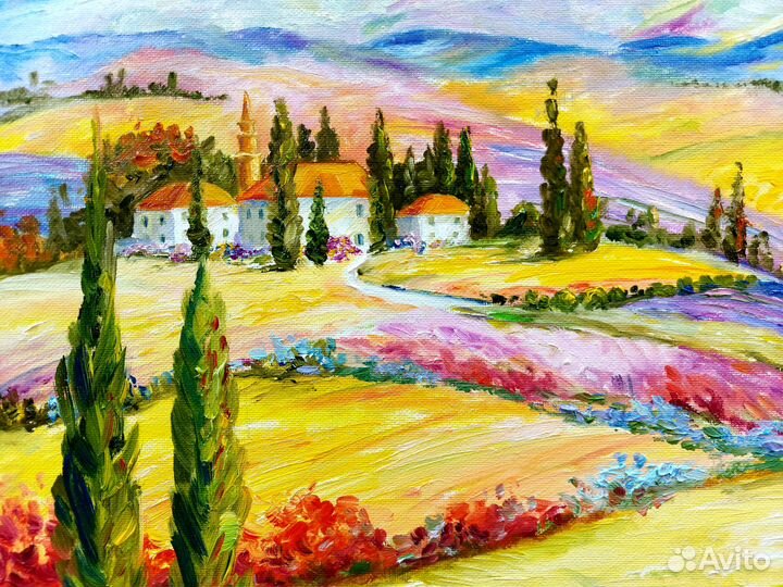 Картина Прованс Подсолнухи Лаванда маслом 40х50