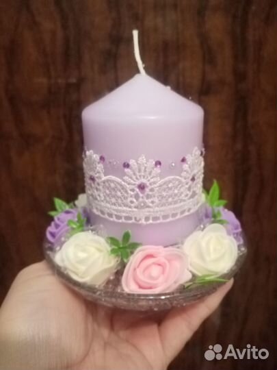 Подсвечник+свеча декорированная