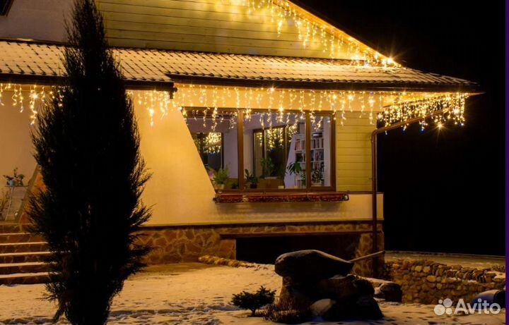 Украшение домов гирляндами