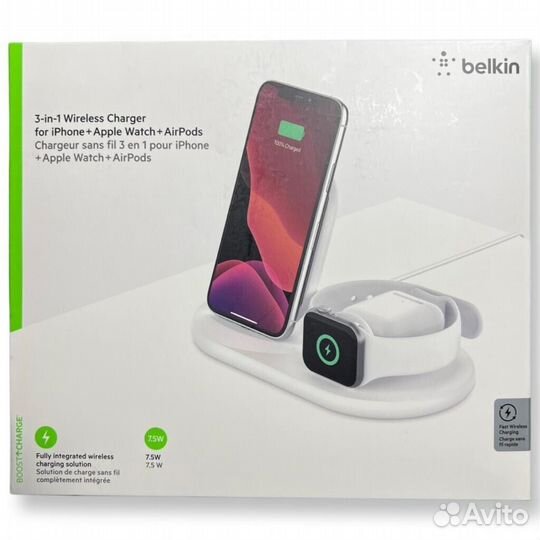 Беспроводная зарядка Belkin 3 в 1 для Apple