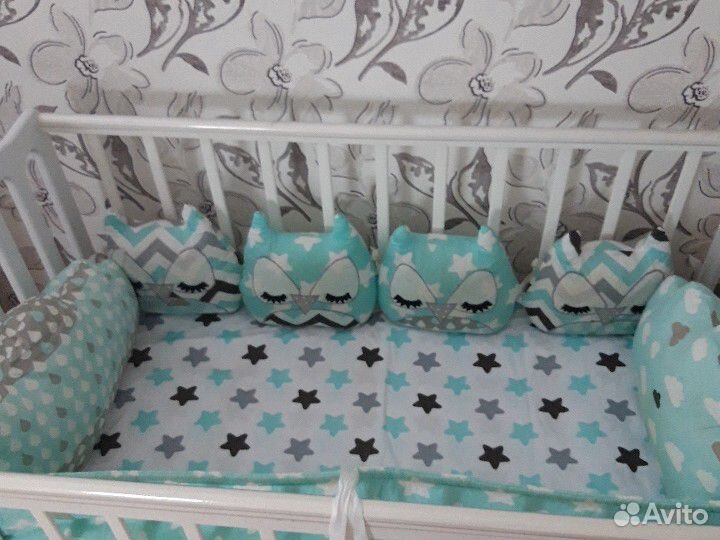 Бортики для детской кроватки+ балдахин