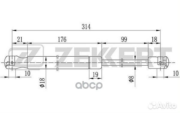 Пружина газовая капота Chrysler 300C 04- gf-208