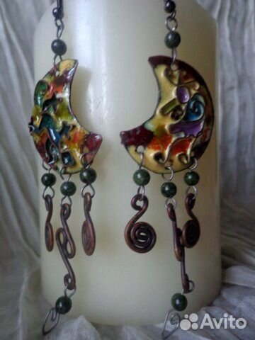 Стильные авторские серьги. Горячая эмаль