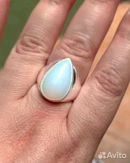 Кольцо Перстень с Лунным Камнем Форма Капля Новое