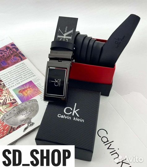Ремень мужской CK из натуральной кожи