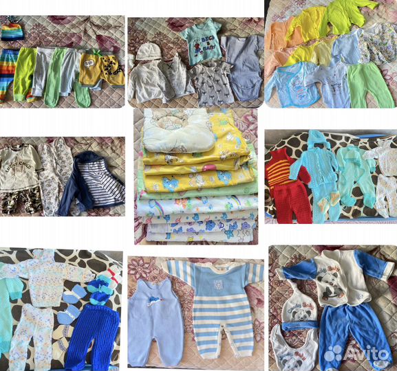 Вещи детские 62-76 рост, пеленки 8 шт всё коробкой