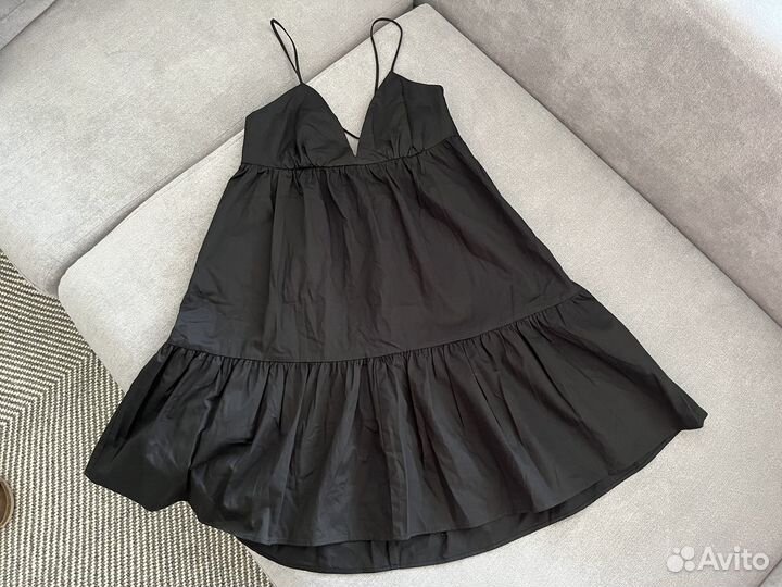 Zara новое черное коктейльное платье мини S 42 44