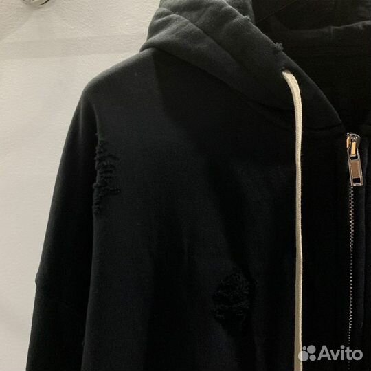 Худи Rick Owens Subhuman Distressed Zip Hoodie