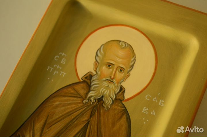 Святой Савва Освященный. Рукописная икона