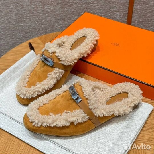 Мюли с мехом Hermes Oz