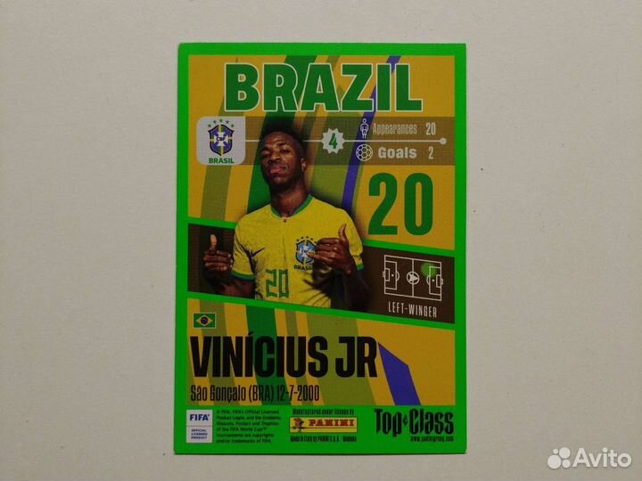 Футбольная карточка Top Class - Vinicius Jr