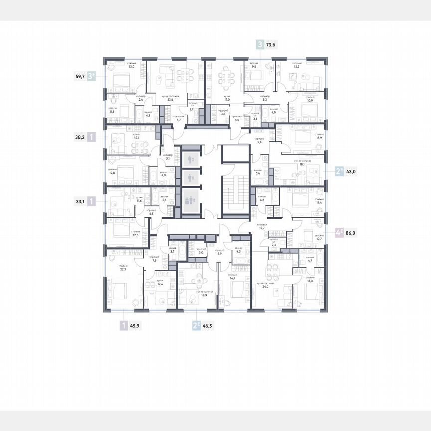 1-к. квартира, 33,1 м², 22/25 эт.