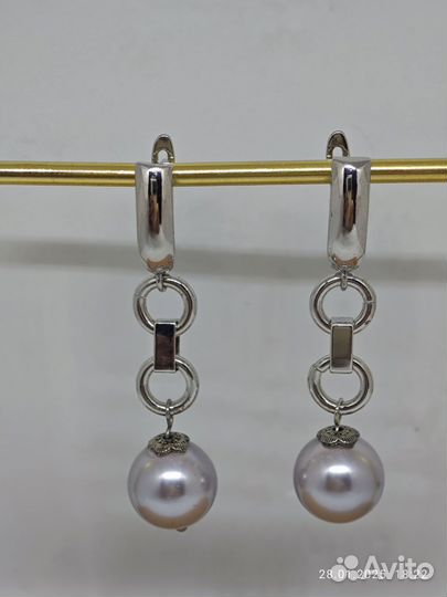 Серьги с иск. жемчугом ручная работа