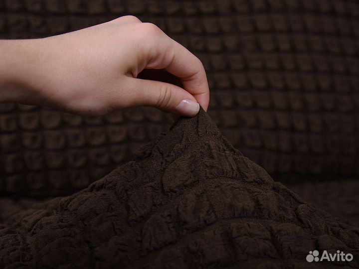 Чехол на диван без подлокотников трехместный, Кофе