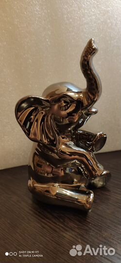 Статуэтка слон керамический /серебристый