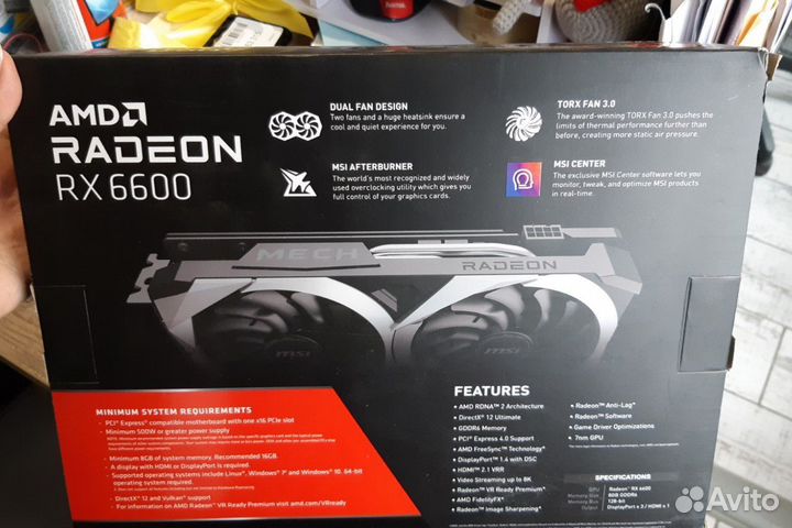 Видеокарта MSI radeon RX 6600 mech 2X 8G
