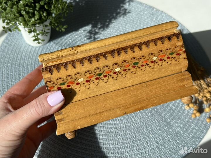 Сигаретница шкатулка деревянная винтаж