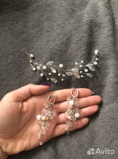 Серьги и диадема для невесты