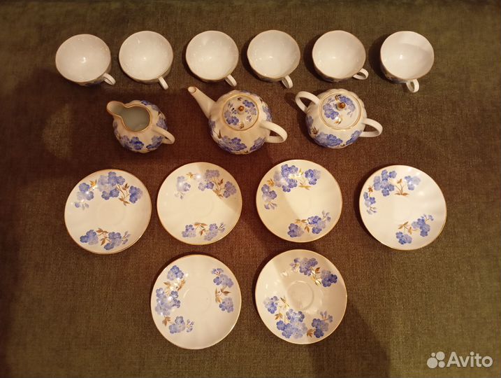 Чайный сервиз на 6 персон (2x6 + 3), лфз, 70-e гг