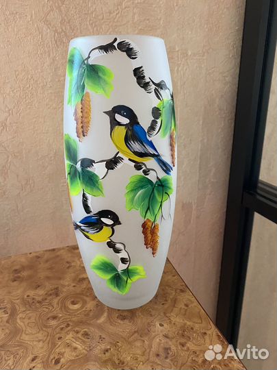 Ваза для цветов стекло с рисунком