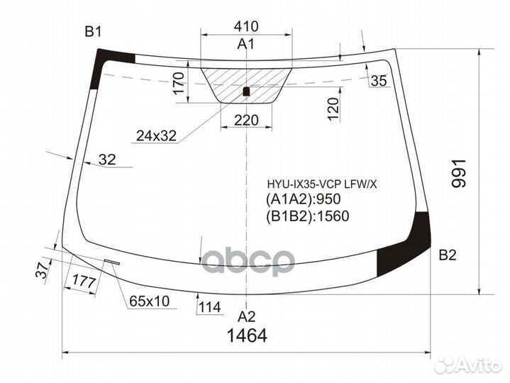 Стекло лобовое hyundai tucson/IX35 10-15 hyuix3
