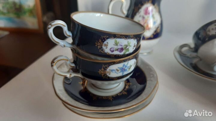 Кофейный сервиз Volkstedt Pastorale Echt Kobalt