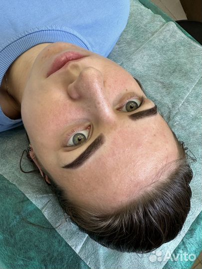 Перманентный макияж пудровые брови