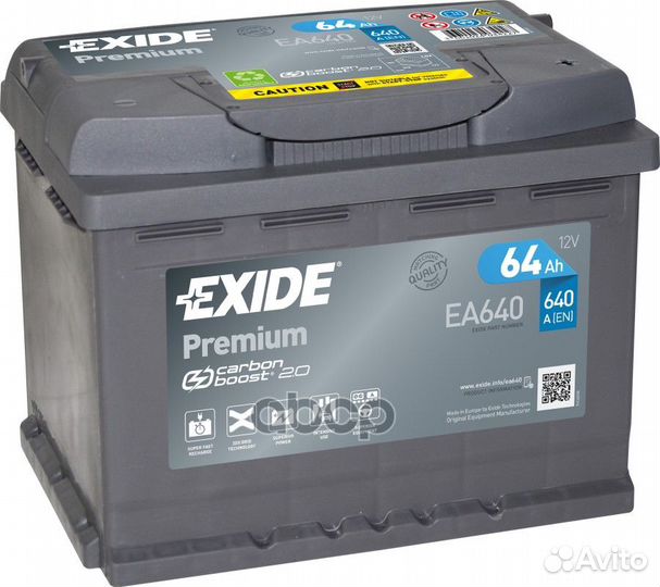 Аккумуляторная батарея exide premium EA640 EA64