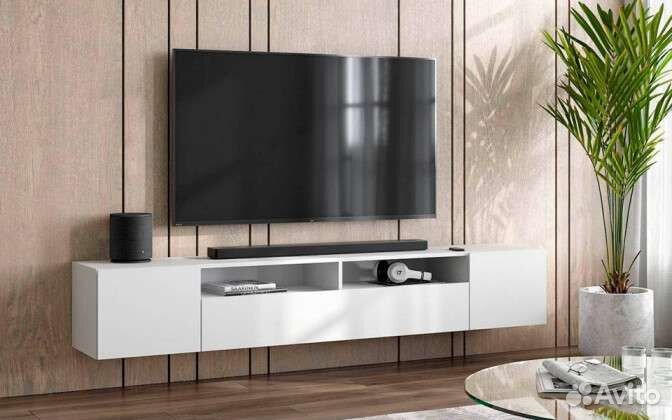 Тумба под тв белый матовый длина 2000мм