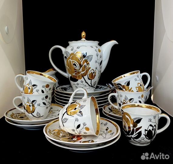 Кофейный сервиз «Золотая Роза»