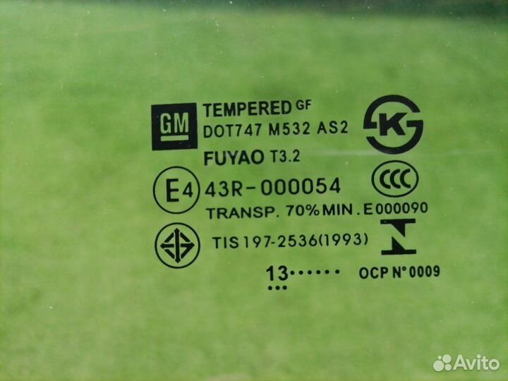 Стекло заднее левое Chevrolet Aveo T300 2011-2015