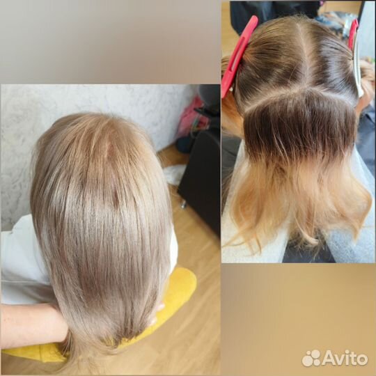 Модель блондинка с отросшими корнями