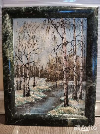 Панно из природного полудрагоценного поделочного к