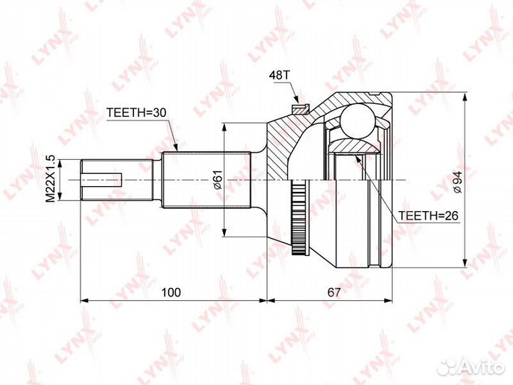 ШРУС наружный lynxauto CO-3692A