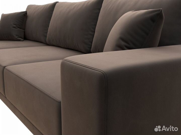 Диван угловой Льюес левый, велюр, коричневый