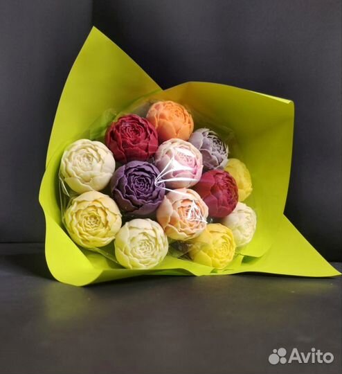 Пионы из Бельгийского Шоколада - 13 шт в Букете