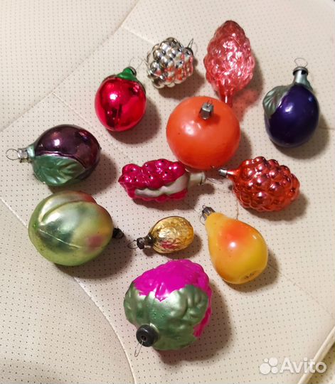 Ёлочные игрушки СССР Лот Фрукты 12 штук