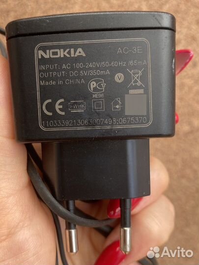 Зарядное устройство оригинал Nokia